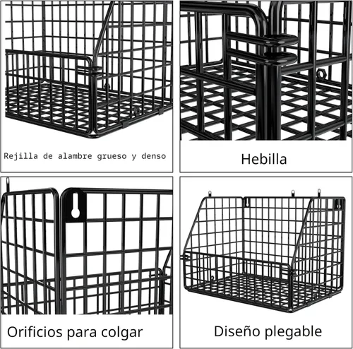 Miniatura 6 de PUPPYCUTE cestas de almacenamiento de alambre apilables para cocina, armario, despensa, organizadores de armario colgantes, estantes