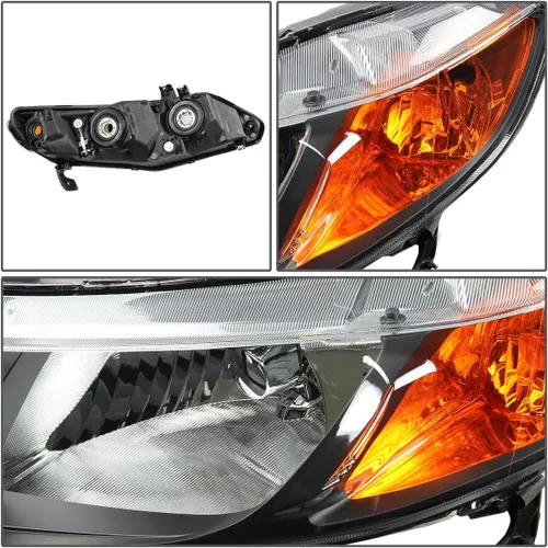 Miniatura 2 de DNA MOTORING Conjunto de faros delanteros compatible con Honda Civic 33101SNAA02, 33151SNAA02, HO2503125, HO2503125, HO2502125, negro/ámbar