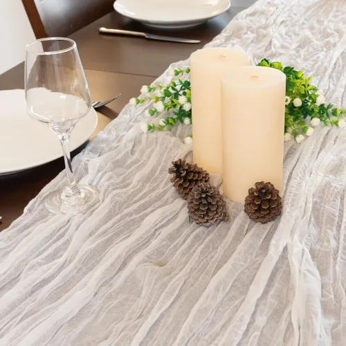 Miniatura 3 de Camino de mesa de gasa blanca – Camino de gasa 100% algodón ecológico, 10 pies para decoración de bodas y comedor