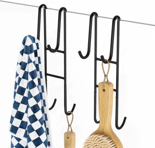 Cerbonny Ganchos para puerta de regadera (25 cm), paquete de 2 ganchos extendidos para toallas para baño, ganchos sobre puerta, ganchos para ducha