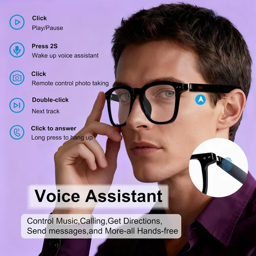 Miniatura 7 de Lentes de traducción Bluetooth inalámbricos inteligentes AI para hombres/mujeres con altavoces/Bluetooth y más de 140 idiomas traducción