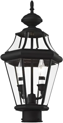 Miniatura 7 de Livex Lighting 2264-01 Georgetown - Cabezal de poste para exteriores con 2 luces, latón antiguo