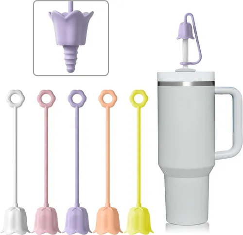 Miniatura 8 de 5 fundas de popote de silicona para vaso Stanley Yeti, tapa de popote reutilizable para beber fácil de limpiar, a prueba de polvo, compatible