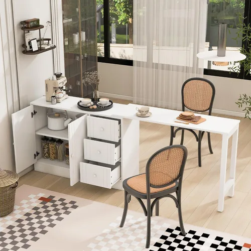 Miniatura 8 de Merax Aparador de buffet de madera moderna con 2 puertas, armario de almacenamiento independiente de estilo casa de campo, mesa consola para sala