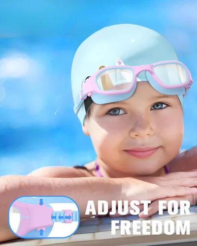Miniatura 6 de Kids Swim Goggles with Silicone Swim Cap, Swimming Goggles Cap Set for Kids 6-14, Anti-Fog Anti-UV for Boys Girls Gorra azul/púrpura+azul