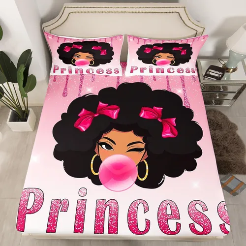 Miniatura 26 de Erosebridal Sábanas de cama de sirena azul para niñas, bonita sábana bajera ajustable de unicornio, 2 piezas, ropa de cama de arcoíris femenino