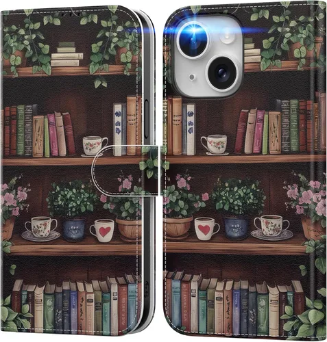 Miniatura 29 de DEENAKIN Funda tipo cartera para iPhone 15 con tarjetero + clip para efectivo, bloqueo RFID, protección contra caídas de grado militar y obras