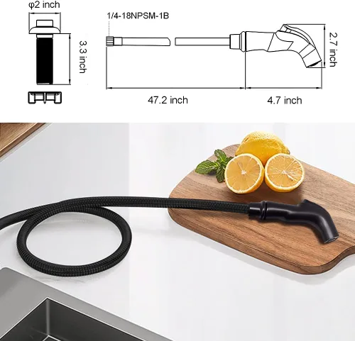 Miniatura 2 de Reemplazo del rociador de fregadero de cocina, rociador lateral para fregadero de cocina, cabezal rociador de fregadero con manguera y soporte
