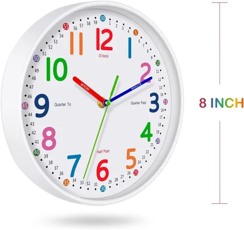 Miniatura 5 de Reloj de Pared Silencioso para Niños – Sin Tictac, Funciona con Pilas, Ideal para Enseñar la Hora y Decoración Elegante en Cualquier Habitación - 8