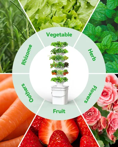 Miniatura 4 de Kit de sistema de cultivo hidropónico vertical sjzxuv, kits de sistema de jardinería interior y exterior, torre de cultivo de hierbas y frutas, 6