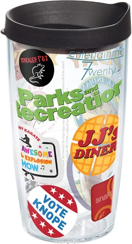 Tervis Vaso aislado de doble pared Parks and Recreation Mash Up hecho en Estados Unidos mantiene las bebidas frías y calientes, 16 onzas, clásico