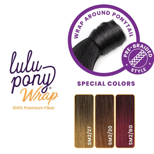Miniatura 5 de Sensationnel Lulu Pony Wrap Hairextensions- 2 colas de caballo yaki sintéticas de alto calor o hasta la pieza de peluca de pelo (1 JETBLACK)