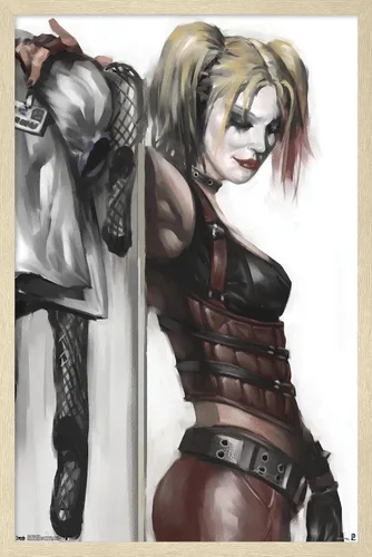Miniatura 7 de DC Comics - Póster de pared de Harley Quinn, 22.4 pulgadas de largo x 14.7 pulgadas de ancho, versión enmarcada de madera de granero