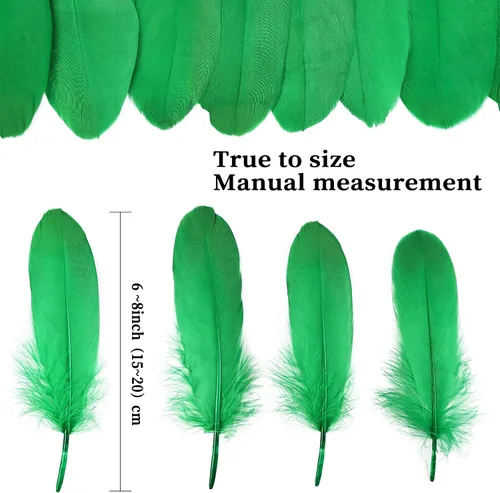 Miniatura 2 de FeelfunFeather 120 piezas de plumas de ganso verde hierba de 6-8 Pulgadas 15-20 cm decorativas naturales a granel para manualidades DIY, cosplay