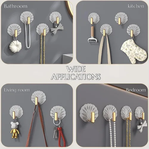 Miniatura 2 de Ganchos adhesivos de pared, ganchos decorativos resistentes para llaves, bolsos, sobre la puerta, paquete de 4