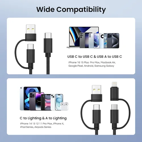 Miniatura 7 de Basesailor Cable de carga para iPad mini 7ª de 3.3 pies, iPad Pro 10ª Air 4 5ª generación, cable de carga rápida de 60 W con convertidor