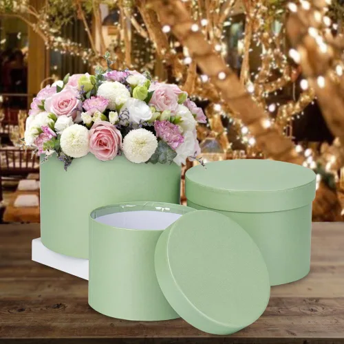 Miniatura 3 de Caja de regalo verde menta, cajas de regalo redondas con tapas, juego de 3 cajas de regalo anidables para regalos, cajas de flores de varios tamaños