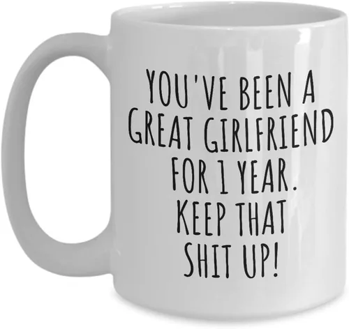 1 Año Aniversario Novia Taza Regalo Divertido Para Novia Primera Relación De Citas Pareja Juntos Café Taza De Té 15 oz