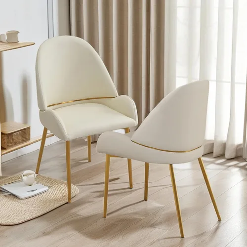 Miniatura 8 de Juego de 2 sillas de comedor modernas, sillas de ocio laterales con cojín de poliuretano con respaldo medio, sillas de cocina tapizadas con patas