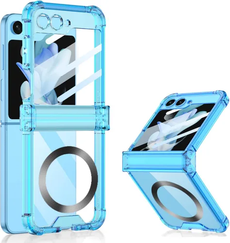 Miniatura 14 de Funda magnética integrada con protector de pantalla para Samsung Galaxy Z Flip 5 4, compatible con MagSafe, protección de bisagra completa, funda