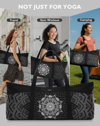 Miniatura 2 de Gonex Bolsa para esterilla de yoga, bolsa de gimnasio de lona extra con cremallera de metal impermeable, se adapta a tapetes y bloques, elegante