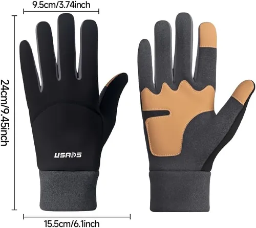 Miniatura 4 de Winter Touch Screen Gloves, Thermal Cycling Gloves for Outdoor Sports, Mountaineering, Photography, Black and Grey