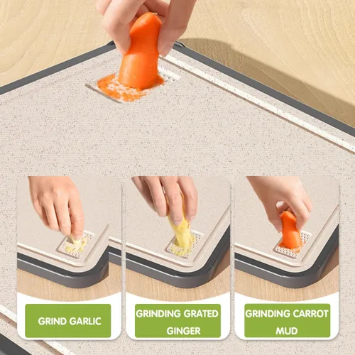Miniatura 7 de Tabla de cortar de titanio para cocina, 2 en 1, de doble cara de grado alimenticio, paja de titanio puro y trigo, no tóxica, antideslizante, ideal
