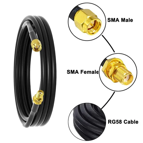 Miniatura 4 de onelinkmore Cable de extensión coaxial de baja pérdida de 10 pies RG58 SMA hembra a SMA macho Conector de cable coaxial RF y aplicaciones de radio