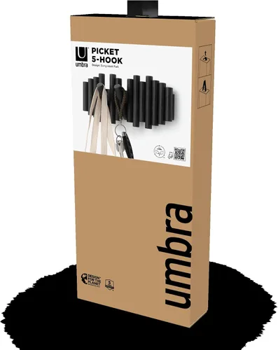 Miniatura 7 de Umbra Picket - Gancho en riel para entradas, 15 pulgadas de ancho x 6.5 pulgadas de alto x 1.75 pulgadas de profundidad, negro