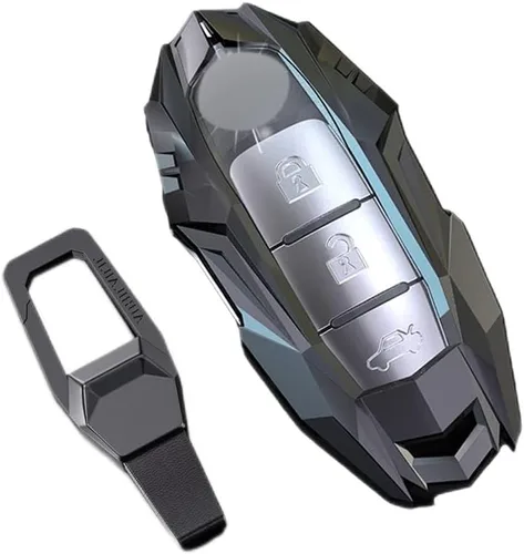 Funda de metal para llavero Nissan Altima Maxima Armada Rogue Leaf Sentra GT-R 370Z para Infiniti G25 G35 Q40 Q60 Gris