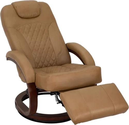 Miniatura 4 de RecPro Nash - Silla reclinable de 28 pulgadas, diseño moderno, mueble de caravana, base giratoria, silla reclinable (2 sillas, color caramelo)