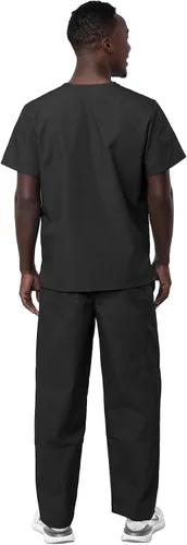 Miniatura 3 de Sivvan Conjunto médico unisex duradero, camiseta clásica con cuello en V y pantalones médicos con cordón para hombres y mujeres, 5 bolsillos