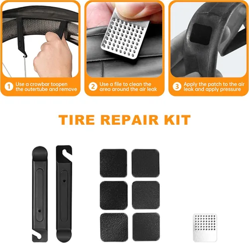 Miniatura 6 de Bolsa de asiento de bicicleta a prueba de agua con kit de herramientas para bicicleta, kit de reparación de bicicletas con bomba de neumáticos