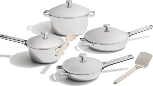 Our Place Titanium Pro Juego de utensilios de cocina | Juego de ollas y sartenes de 10 piezas con Always Pan Pro, Perfect Pot Pro & Minis | Cromo