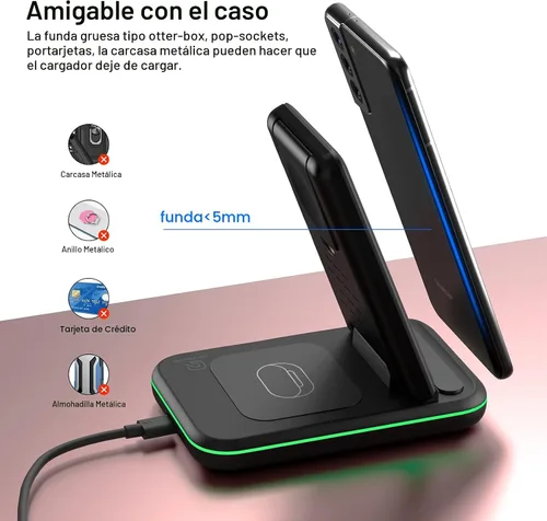 Miniatura 3 de Cargador inalámbrico para Samsung/Android, HOLYJOY estación de carga rápida plegable 3 en 1/soporte/cargador múltiple para Samsung S25
