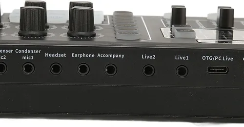 Miniatura 8 de Diydeg Tarjeta de sonido externa en vivo, mezclador de audio profesional, cambiador de voz con afinación electrónica de 12 pasos, reducción