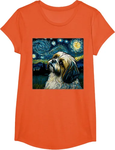 Miniatura 66 de Camiseta Surrealism Starry Night Shih Tzu Dog