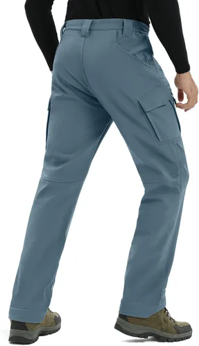 Miniatura 6 de TACVASEN Pantalones de invierno para hombre, 9 bolsillos, forro polar, para senderismo, nieve, resistentes al agua, cálidos, softshell, gruesos
