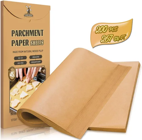 Miniatura 9 de Hiware 200 piezas de hojas de papel pergamino para hornear de 9x13 pulgadas, papel pergamino antiadherente precortado para hornear, cocinar, asar a