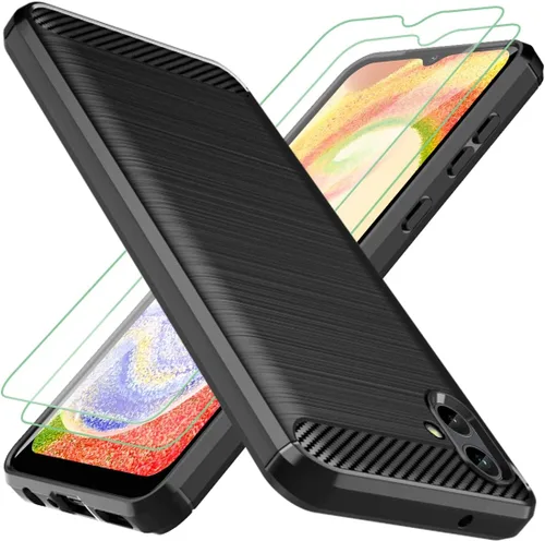 Osophter Funda para Samsung Galaxy A04 con 2 unids Protector de pantalla Absorción de golpes Flexible TPU Caucho Protector de teléfono celular para