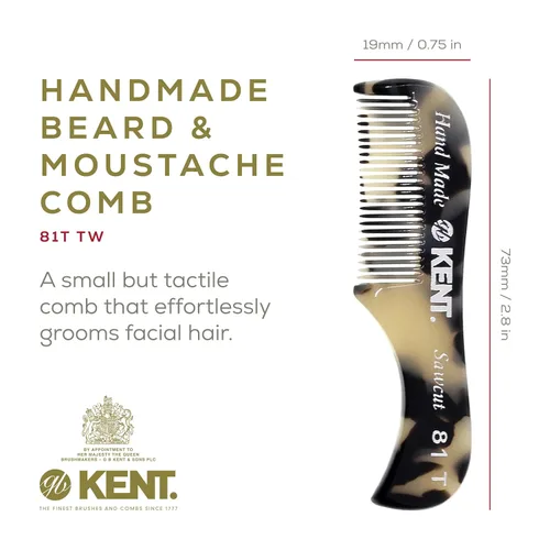 Miniatura 2 de Kent A 81T TW X-Small Peine de Bolsillo para Barba y Bigote de Hombre, Peine de Bolsillo de Dientes Finos para Arreglo y Peinado del Vello Facial.