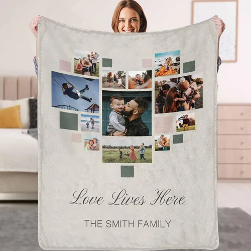 Miniatura 8 de Manta personalizada con fotos de collage para abuelos, mantas personalizadas con el mejor abuelo de todos los tiempos, cumpleaños, vacaciones