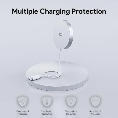 Miniatura 4 de Minthouz Cargador inalámbrico magnético rápido de 15 W, almohadilla de carga segura Mag compatible con iPhone 17 Pro Max/17 Pro/17, iPhone Plateado