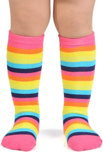 Miniatura 4 de EPEIUS Calcetines altos a la rodilla con rayas arco iris para bebé, medias de tubo antideslizantes, calcetines de fútbol para niños pequeños y niños
