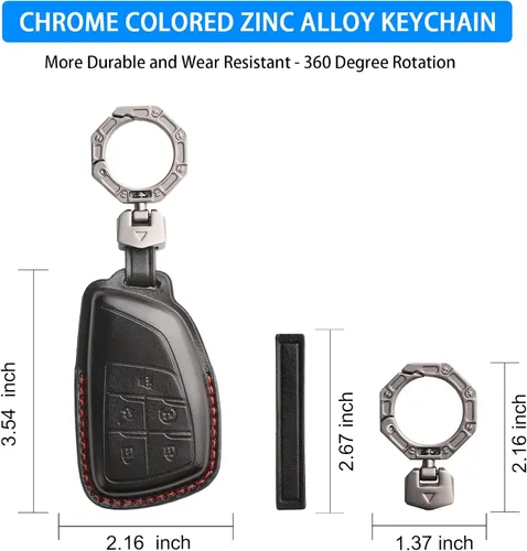 Miniatura 7 de QBUC Funda para llavero de cuero genuino Chevy, funda inteligente para llavero compatible con Chevy 2025 2024-2021 Tahoe Suburban GMC Yukon GM