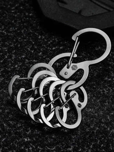 Miniatura 8 de KeyUnity Mosquetón de acero inoxidable, mini clips, llavero organizador para llaves, linterna, cuchillo plegable y silbatos