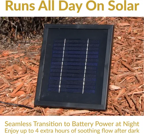 Miniatura 6 de Sunnydaze Fuente de agua solar de 2 niveles de 35 pulgadas con respaldo de batería, bomba sumergible, resina y fibra de vidrio, color negro