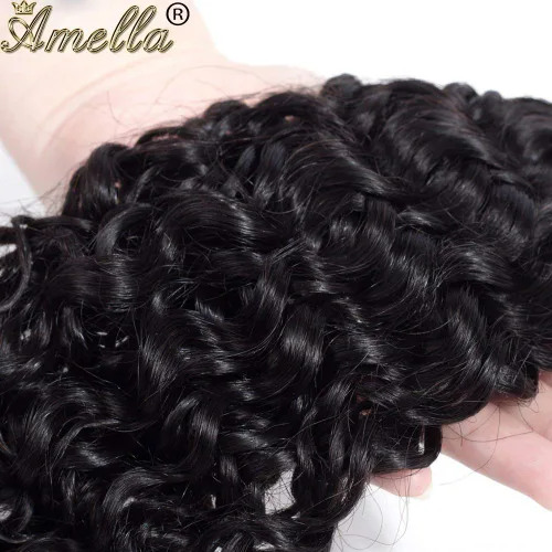 Miniatura 5 de Amella Hair - Extensiones de cabello humano virgen brasileño rizado 8A, 14, 16, 16 pulgadas, 100% sin procesar, cabello humano virgen brasileño