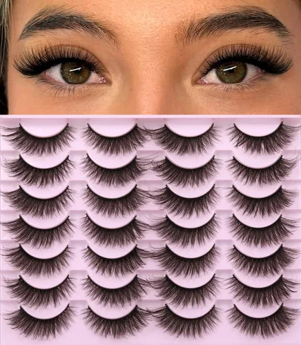 Miniatura 10 de Pestañas Postizas de Aspecto Natural Pestañas de Visón Sintético Wispy Pestañas de Ojo de Zorro que Parecen Extensiones Pestañas de Visón 3D