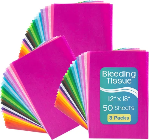 Miniatura 5 de Hygloss Surtido de papel de seda que destiñe, 12 x 18 pulgadas, 20 colores surtidos, 50 hojas por paquete, 2 paquetes (100 hojas en total)